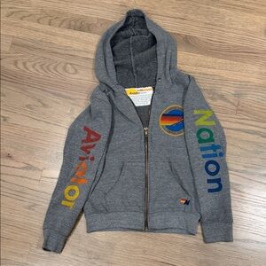 Aviator Nation Kids Gray Hoodie with Multicolor Logo
